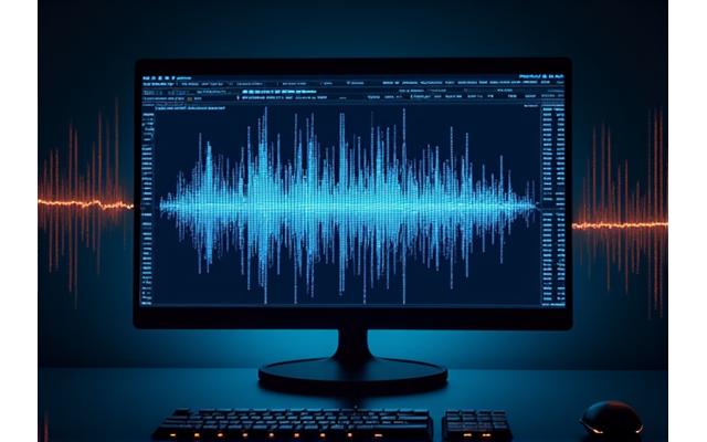 Écran d'ordinateur affichant un logiciel de composition musicale avec des algorithmes IA générant des mélodies